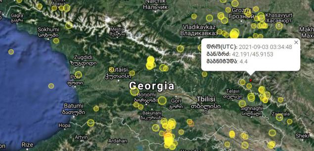 საქართველო-რუსეთის სახელმწიფო საზღვართან 4.4 მაგნიტუდის სიდიდის მიწისძვრა იყო